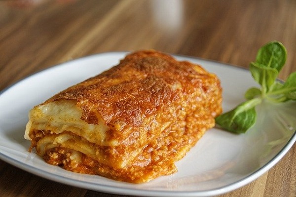 a slice of lasagna made using bechamel sauce
