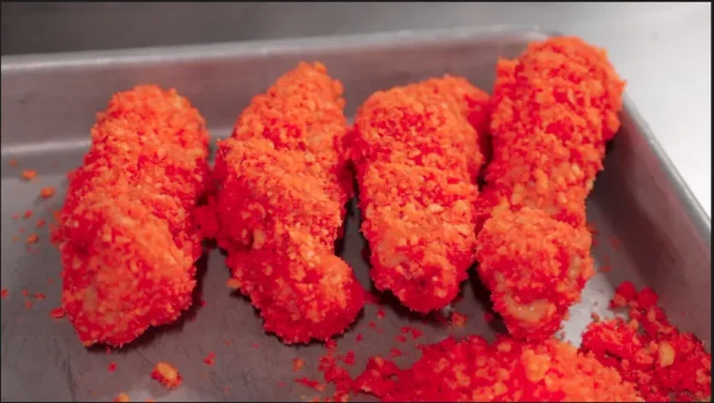 buffalo chicken wings dusted with cheetos