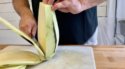 using a chef's knife for slicing vegetables