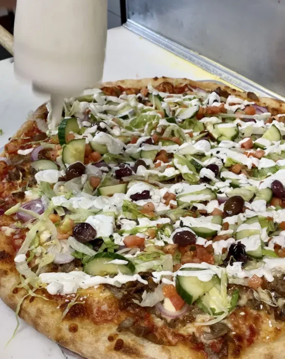 thin crust round gyro pizza