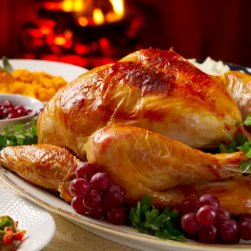 slow roast turkey, a delicious thanksgiving food that starts with s