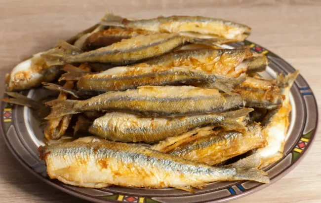 fried smelt on a plate