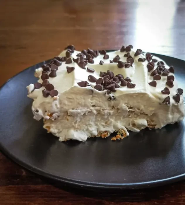 an IceBox cake on a plate, ready to be served as a sweet treat for Christmas