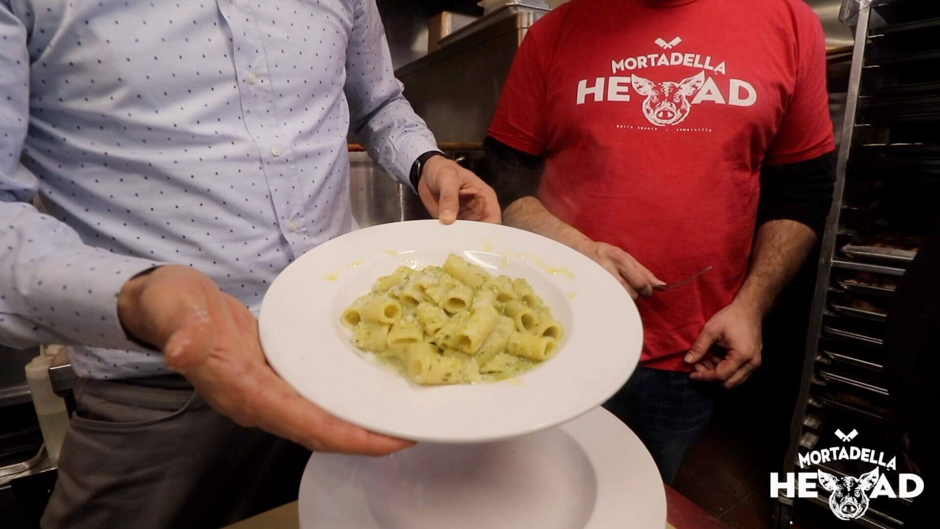 Mortadella Head zucchini pasta