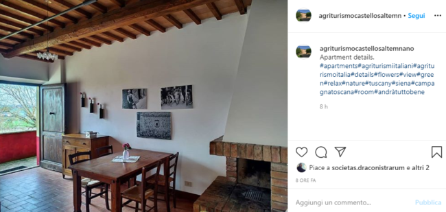 an instagram picture of a typical Italian agriturismo