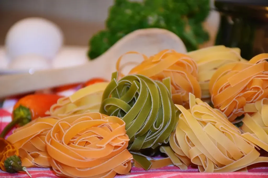 green tagliatelle, a typical pasta type from Emilia Romagna