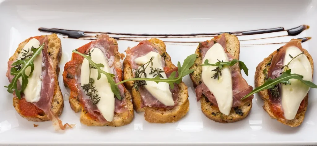 bruschetta with ham and cheese