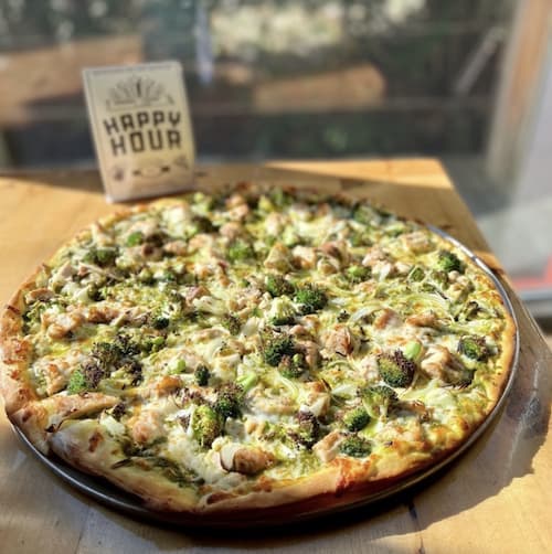 a round pizza from Brickyard Hollow, Portland, Maine