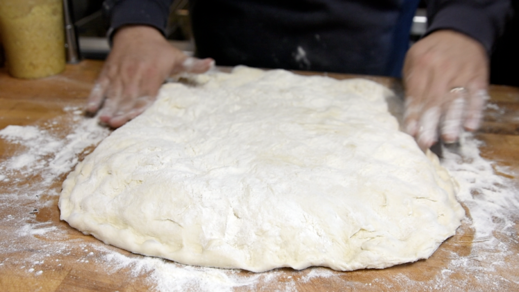 spreading the dough