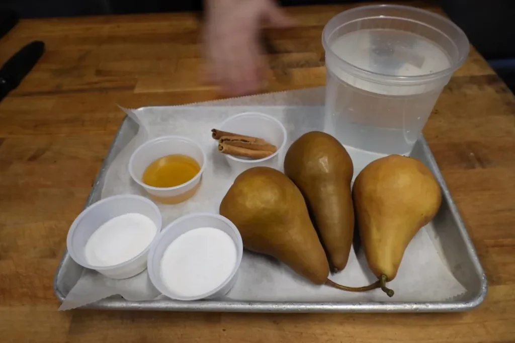 ingredients to make poached pears without wine