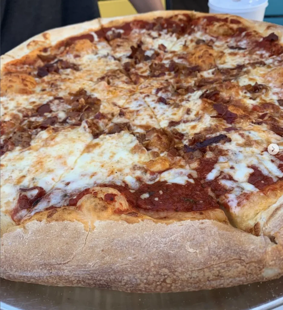a pizza pie made from Frosty Frog Cafe in Hilton Head Island