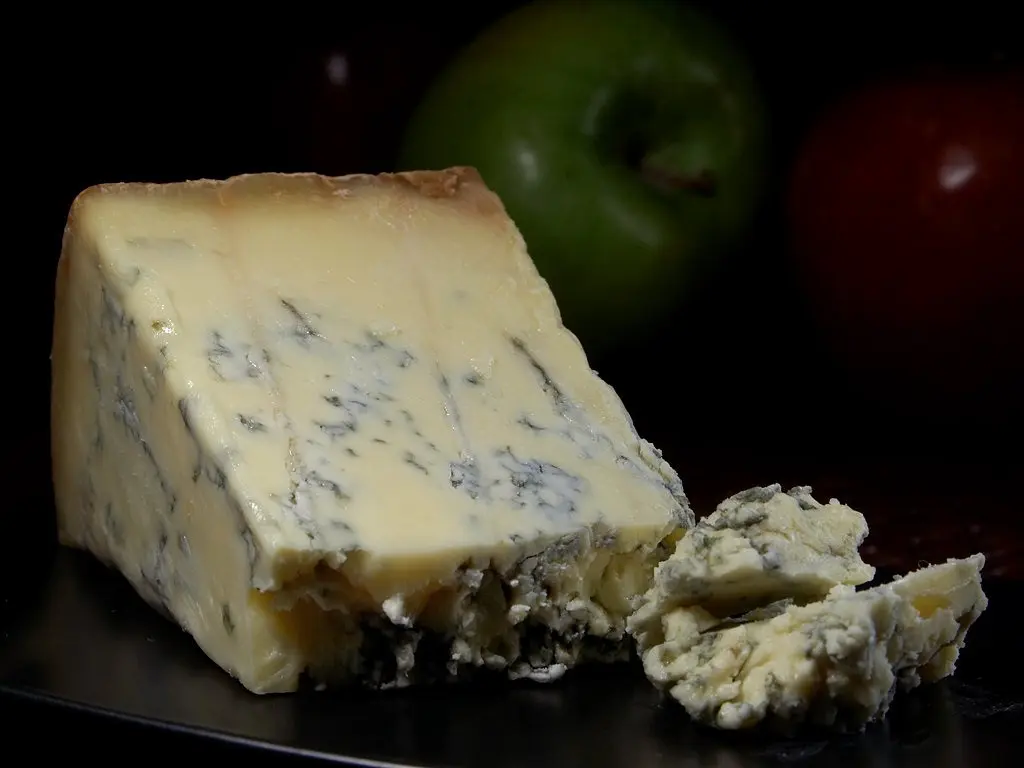 a piece of blue stilton cheese
