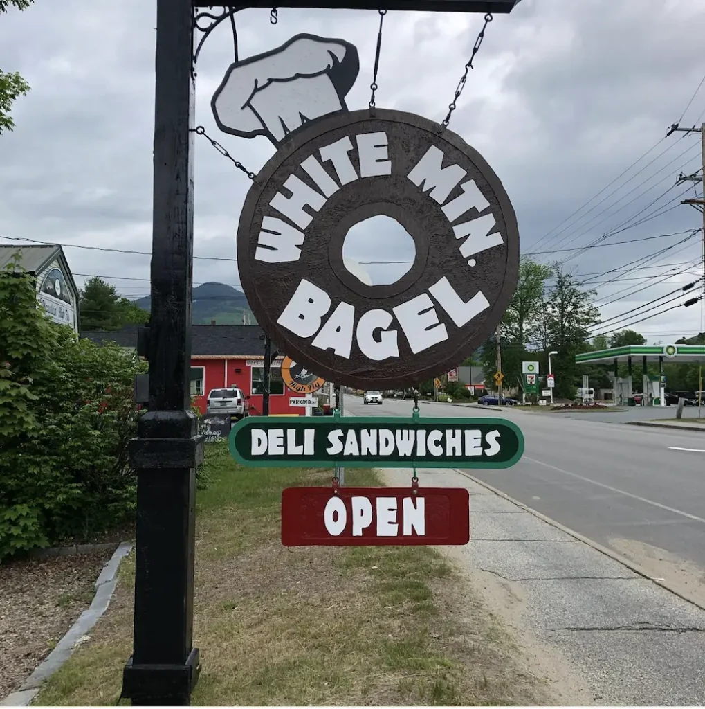 White Mountain Bagel Company's street sign