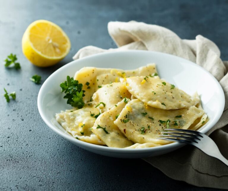 ravioli with lemon and herbs