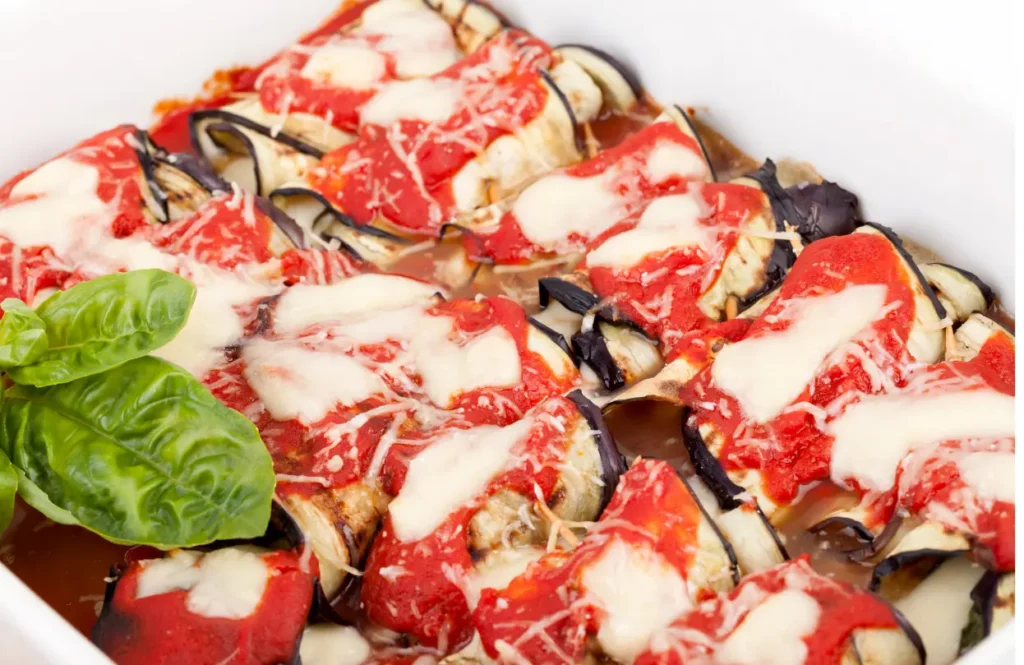 eggplant involtini on a tray