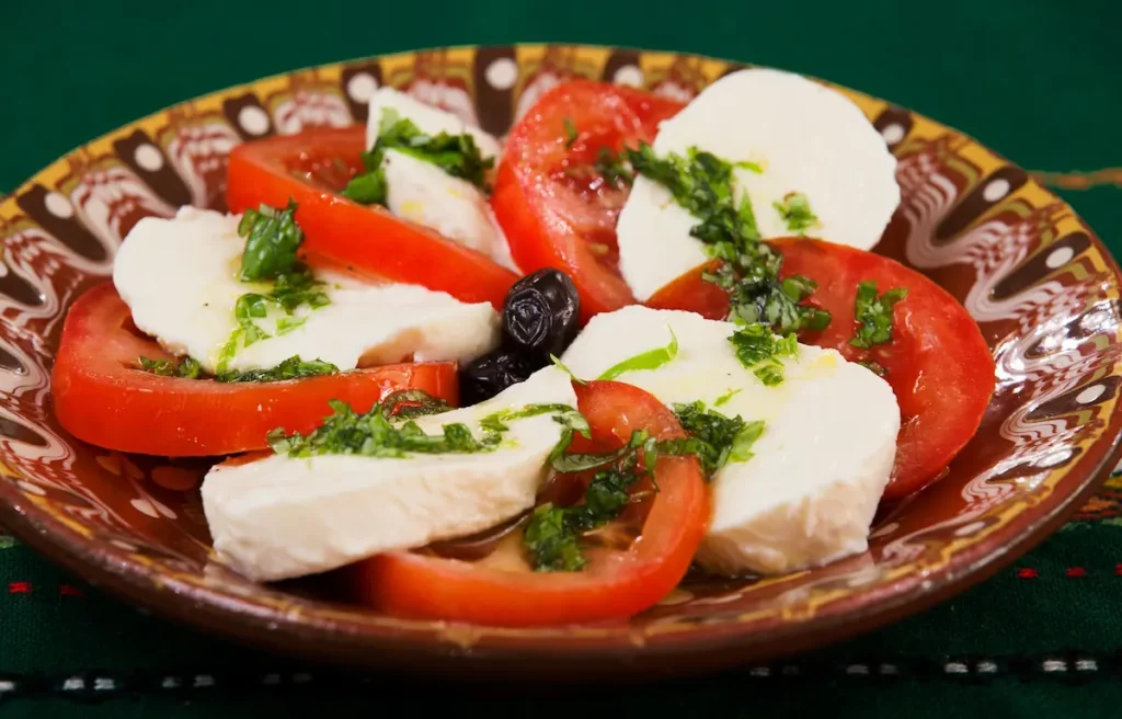 a caprese salad on a plate