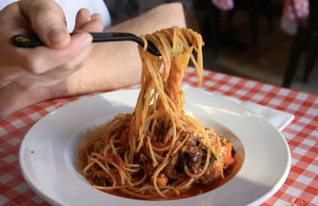 pasta puttanesca made with jarred tomato sauce