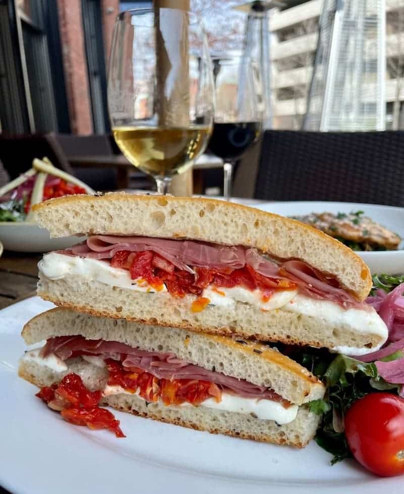 a delicious sandwich with ham, cheese and tomatoes, from a restaurant near Kendall Square in Cambridge, MA