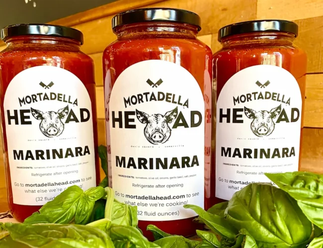 3 jars of Mortadella Head's marinara sauce