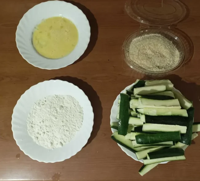 breading station for baked zucchini