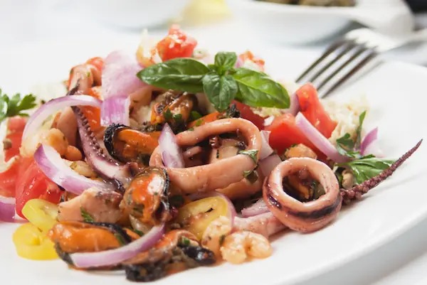 a seafood salad for an Italian Christmas Eve dinner