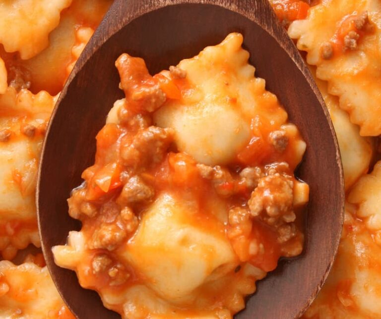 ravioli with sausage ragout