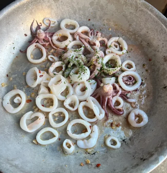 adding raw calamari