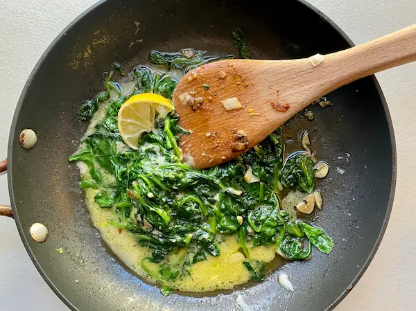 sauteed spinach, a perfect side dish for christmas eve 