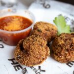 fried meatballs with dipping sauce
