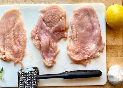 slices of raw chicken breast