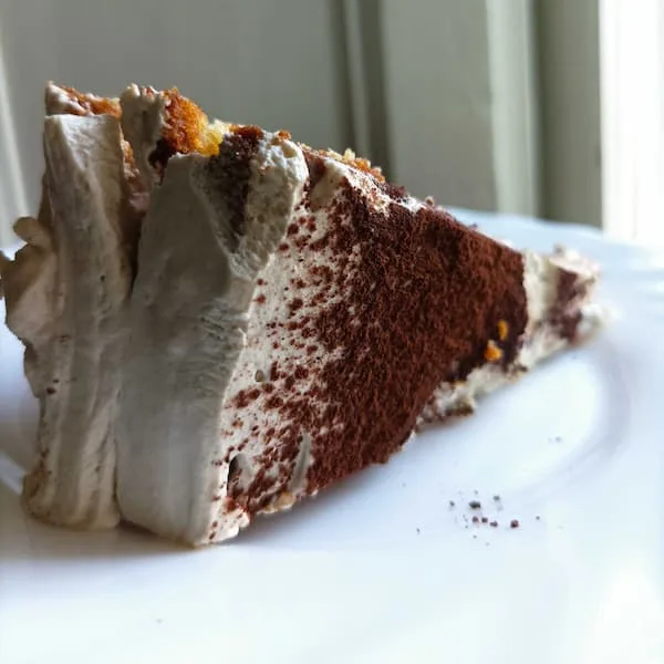 a slice of cappuccino cake