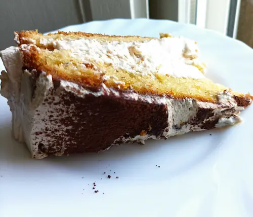 a slice of cappuccino cake made with this recipe