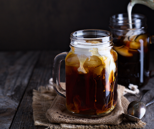 Iced coffee in mason jar