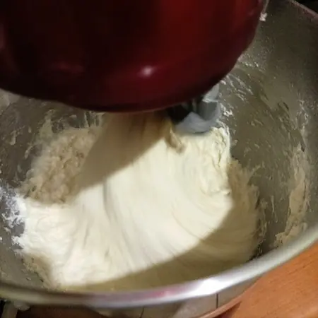 making the dough - alt text: making bread dough with a dough hook attachment