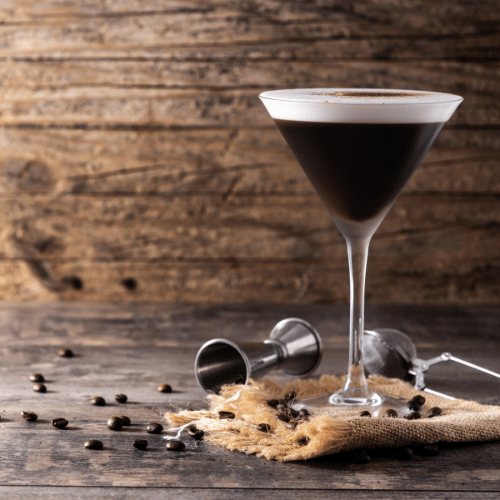 Espresso Martini with coffee beans