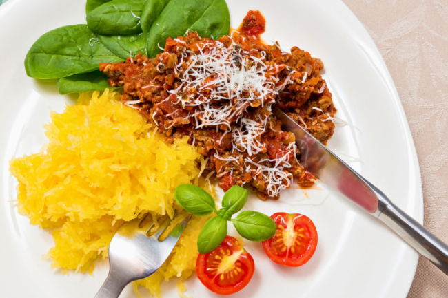 Easy spaghetti squash recipe with meat sauce