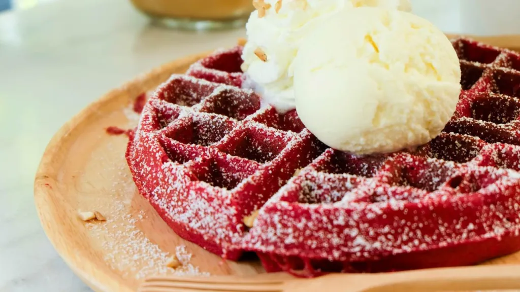 Best red velvet waffles recipe with fruits