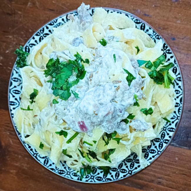 pasta with sausage and white sauce