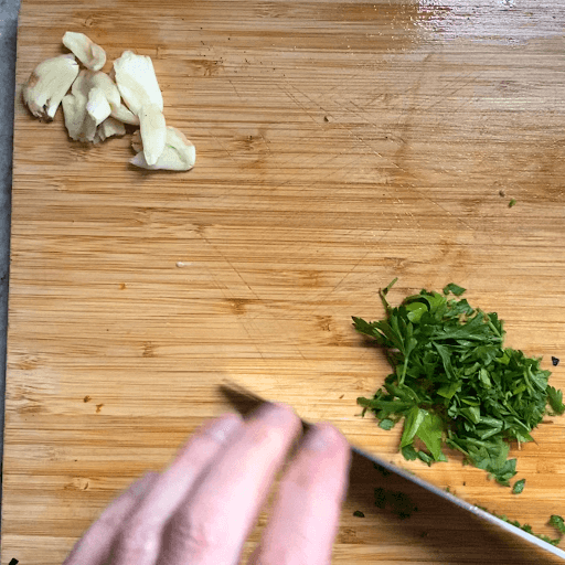 Chop up garlic and parsley