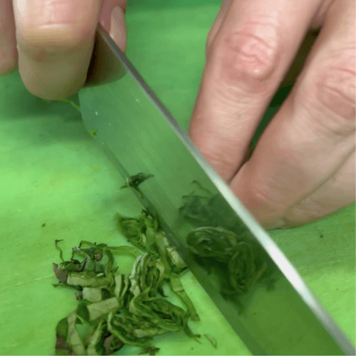 Chopping the leaves