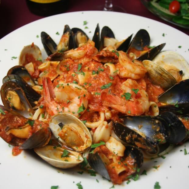 Frutti di mare pasta with shrimp, mussels, and clams
