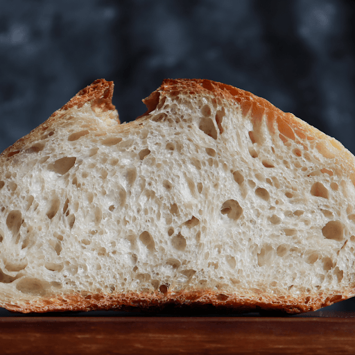 Close up of sourdough bread crumb structure and texture