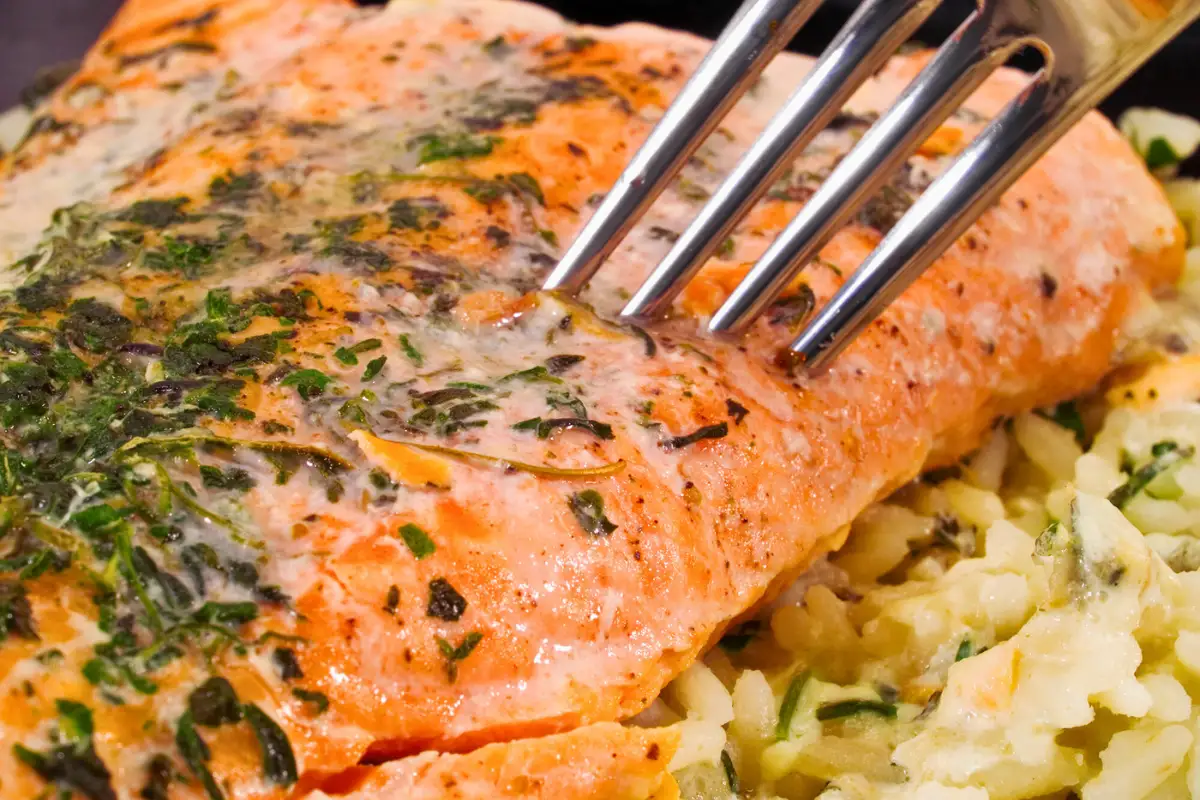 Italian baked salmon on rice